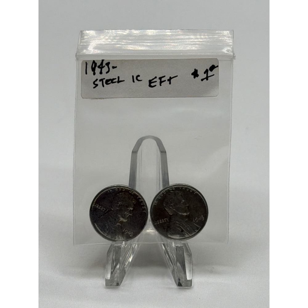 1943 Steel Wheat Penny 2 Coin Set US Mint Lincoln Cent WWII Era‎ Steelies